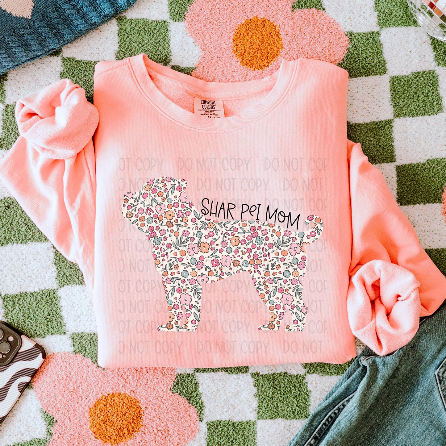 Dog Mom Floral (Multiple Breed Choices) DTF Transfer