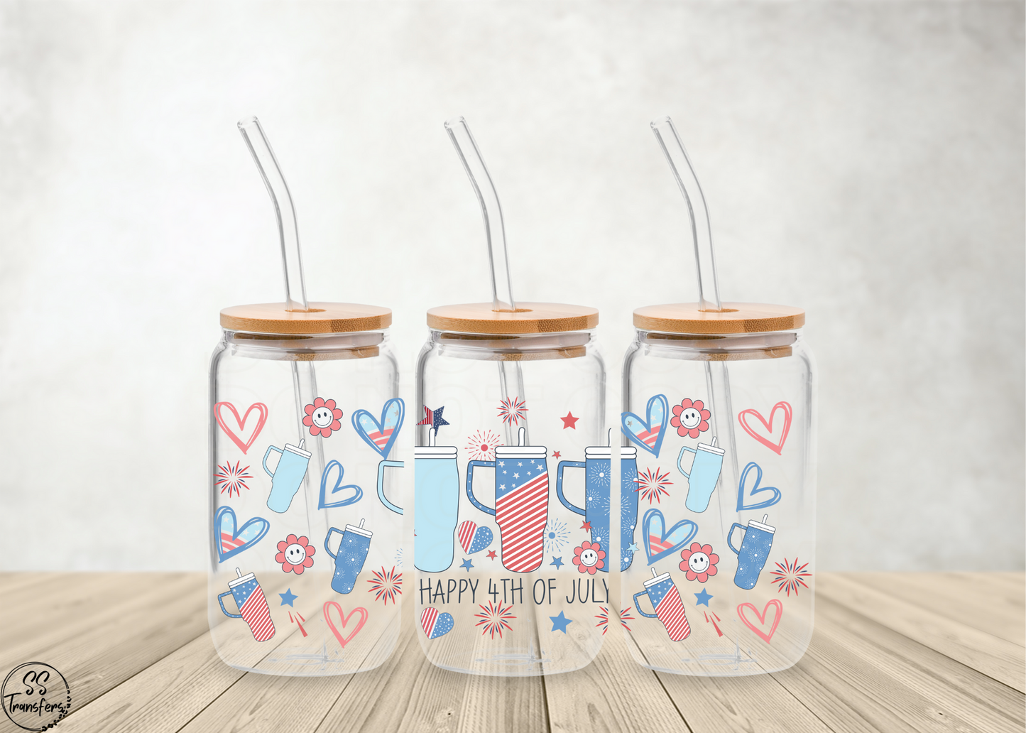 Happy 4th of July Cups Libbey UV Wrap