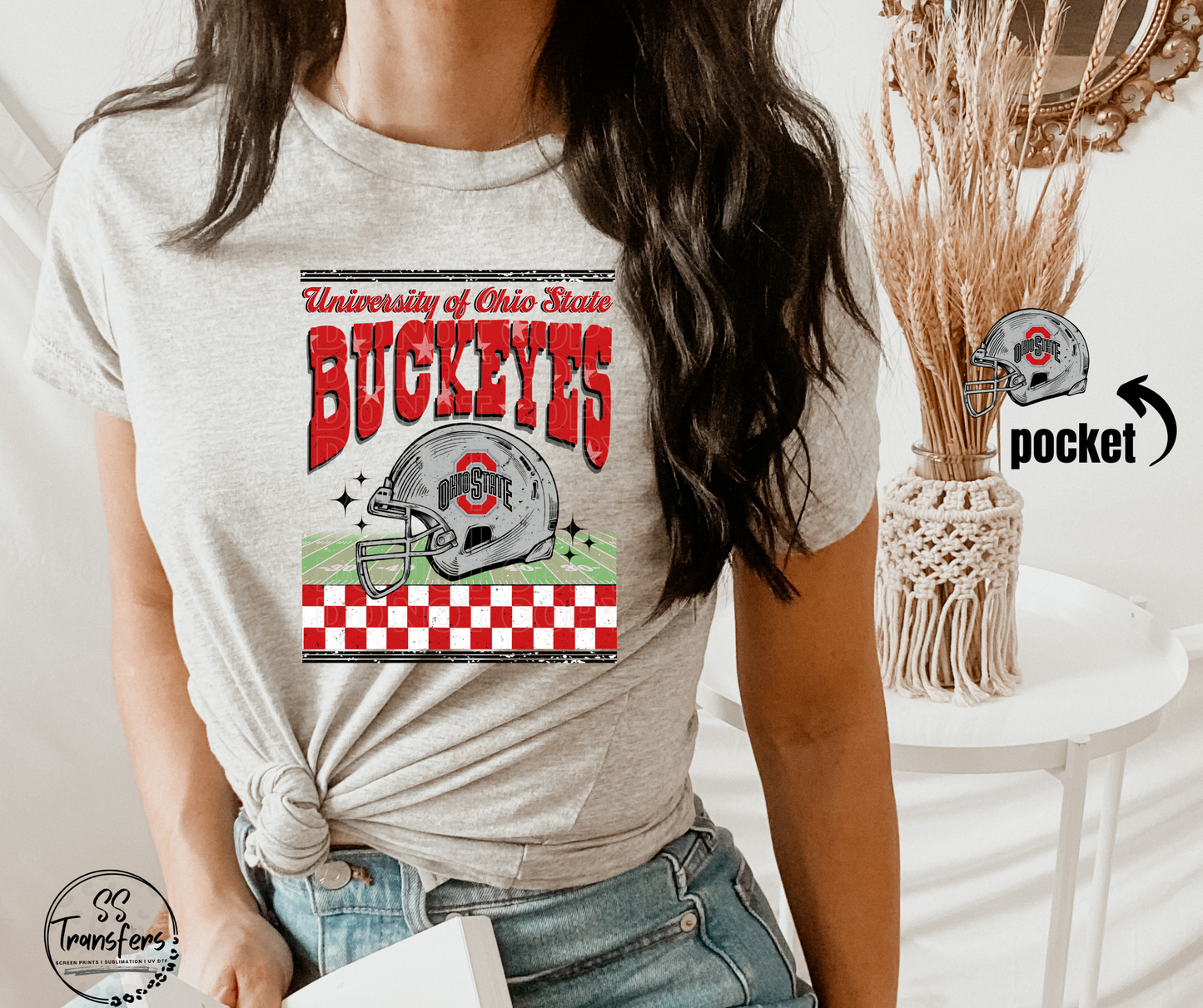 Checkered Ohio (Pocket Included) DTF Transfer