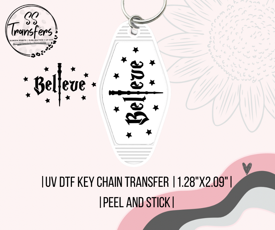 Believe UV Motel Keychain