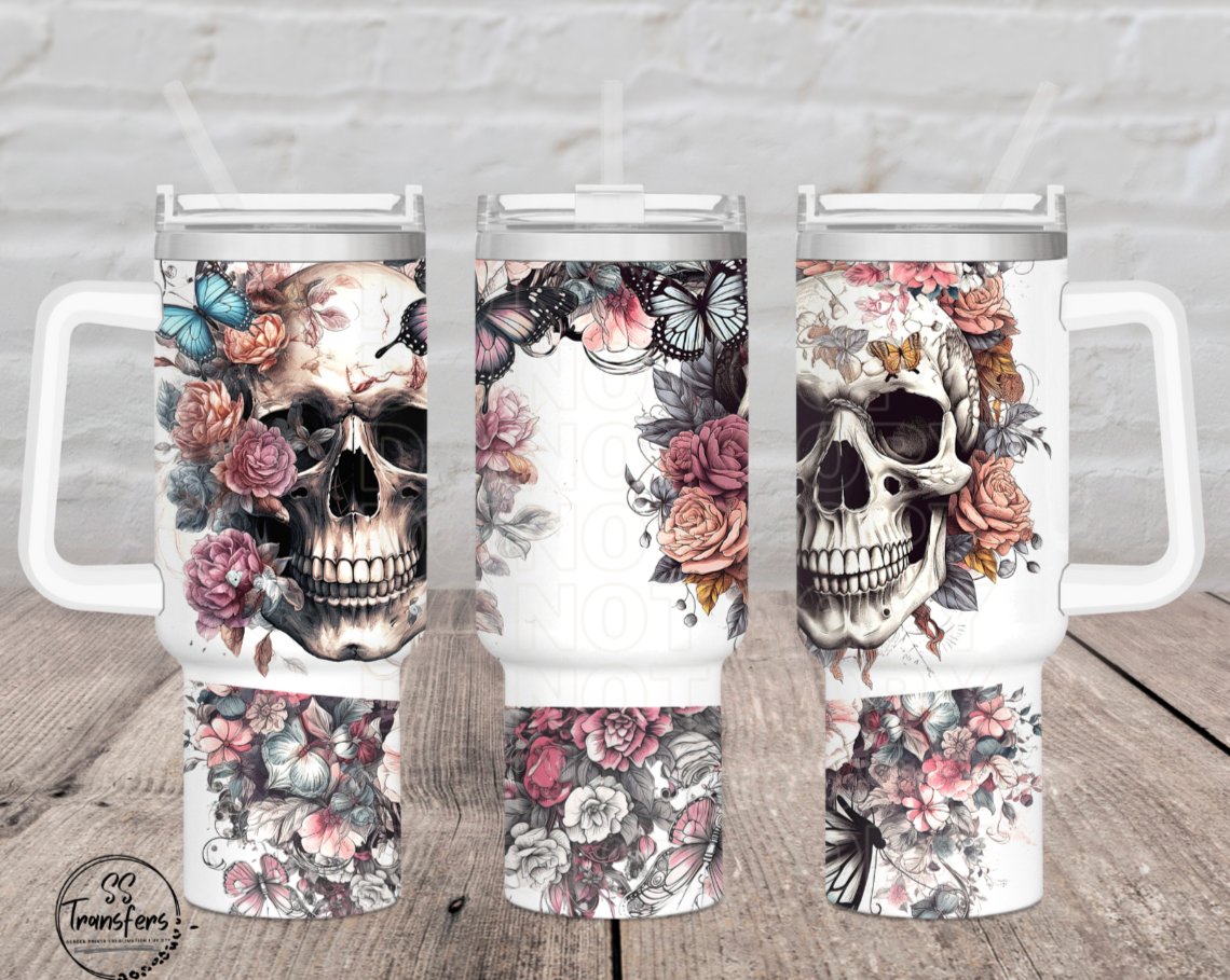 Floral Skull 40oz UV Wrap