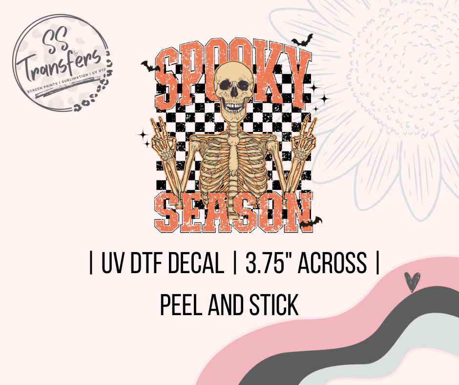 Spooky Season Checkered Skeleton UV Decal