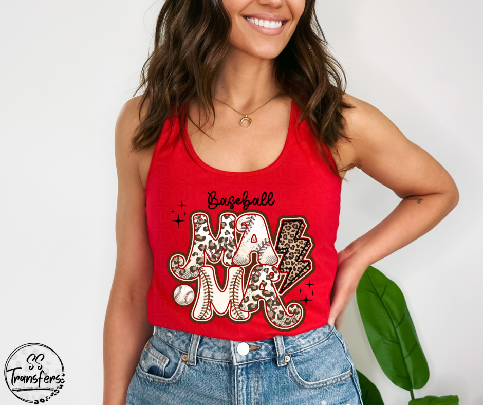 Leopard Baseball Mama DTF Transfer