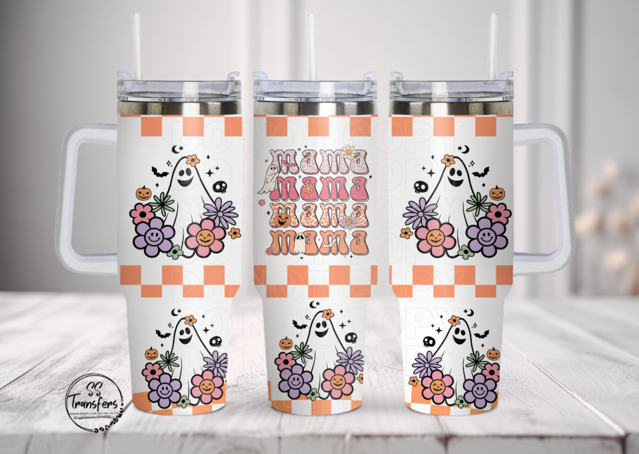 Flower Ghost Mama 40oz UV Wrap