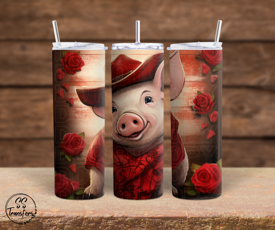 Floral Pig Sub Tumbler Transfer