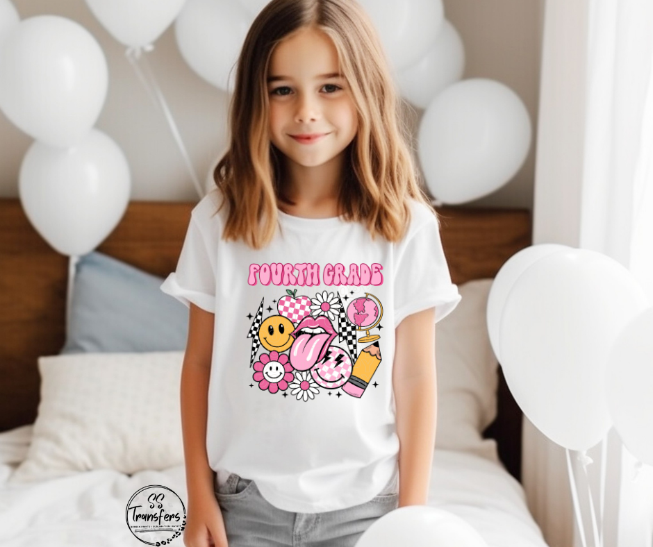 Pink Checkered (Pre-K-6th grade) Kids DTF Transfer