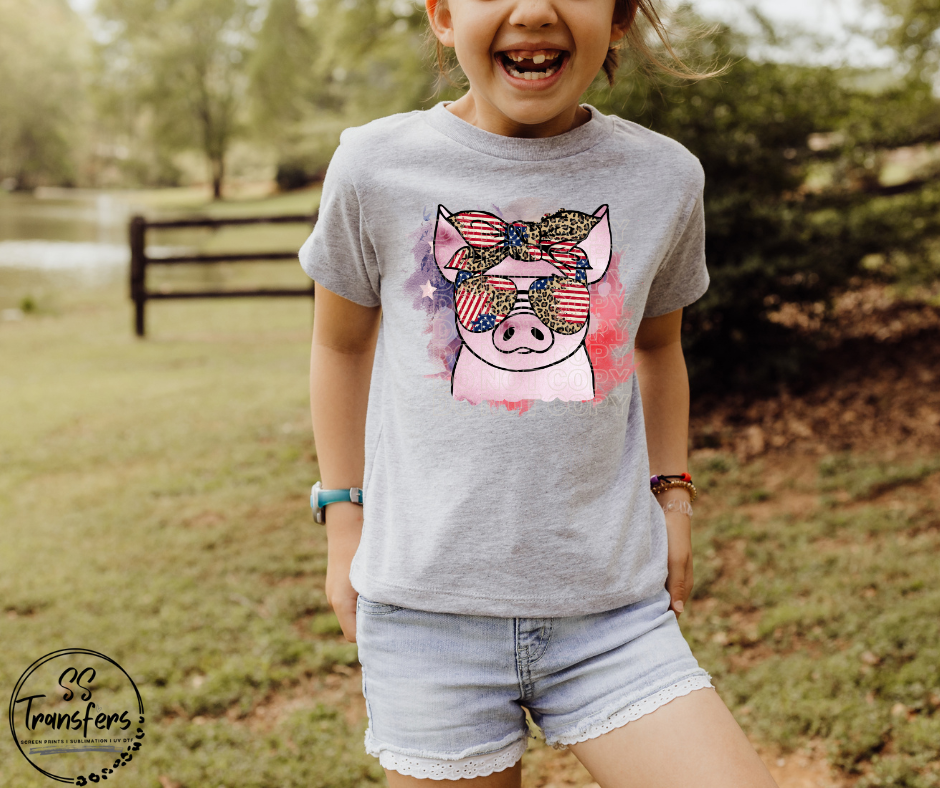 Patriotic Piggy DTF Transfer
