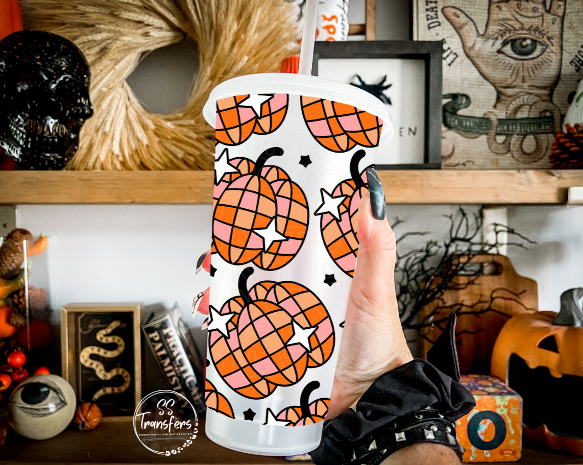 Pumpkin Disco Ball Cold Cup UV Wrap