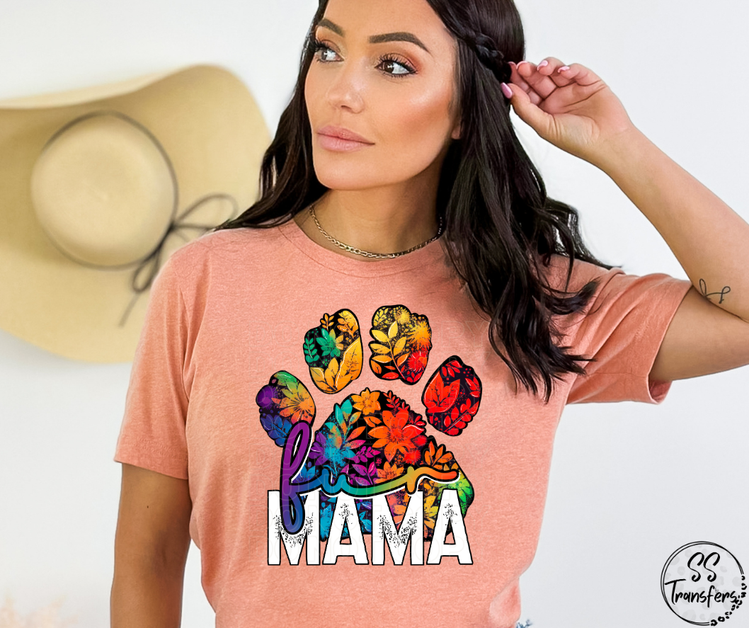 Mama Paw Print Floral DTF Transfer