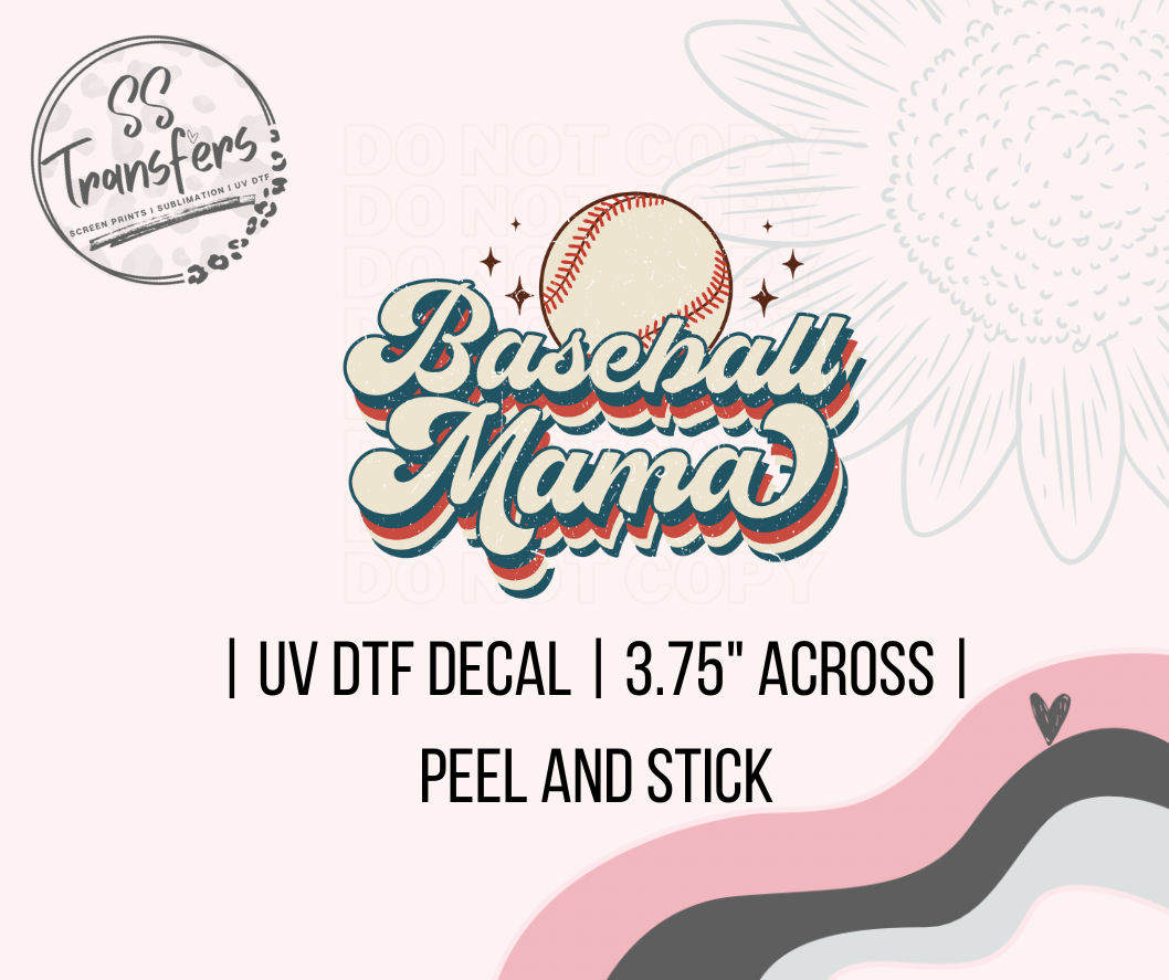 Baseball Mama UV Decal