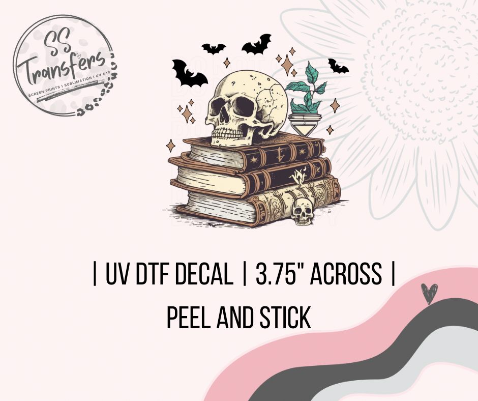 Skull On Books UV Decal