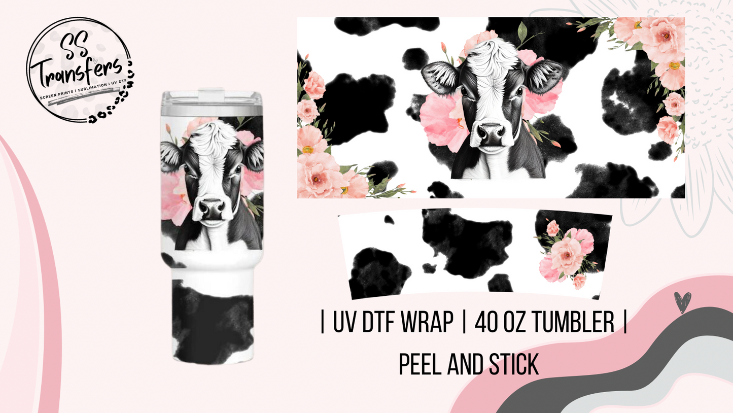 Floral Cow 40oz UV Wrap