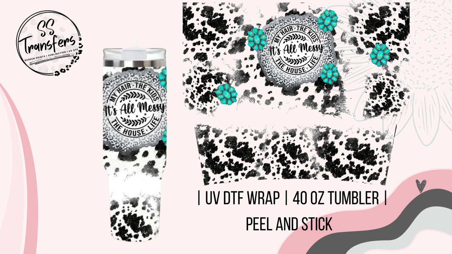 All A Mess Cowprint 40oz UV Wrap