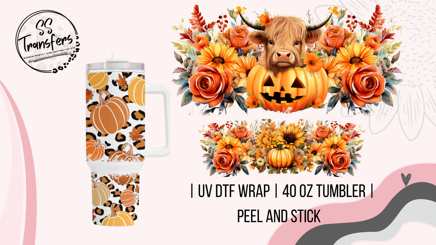 Pumpkin Cow Floral 40oz UV Wrap