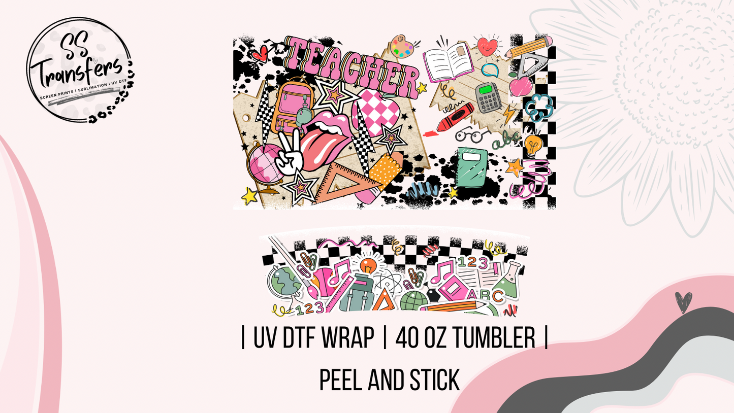 Retro Teacher 40oz UV Wrap