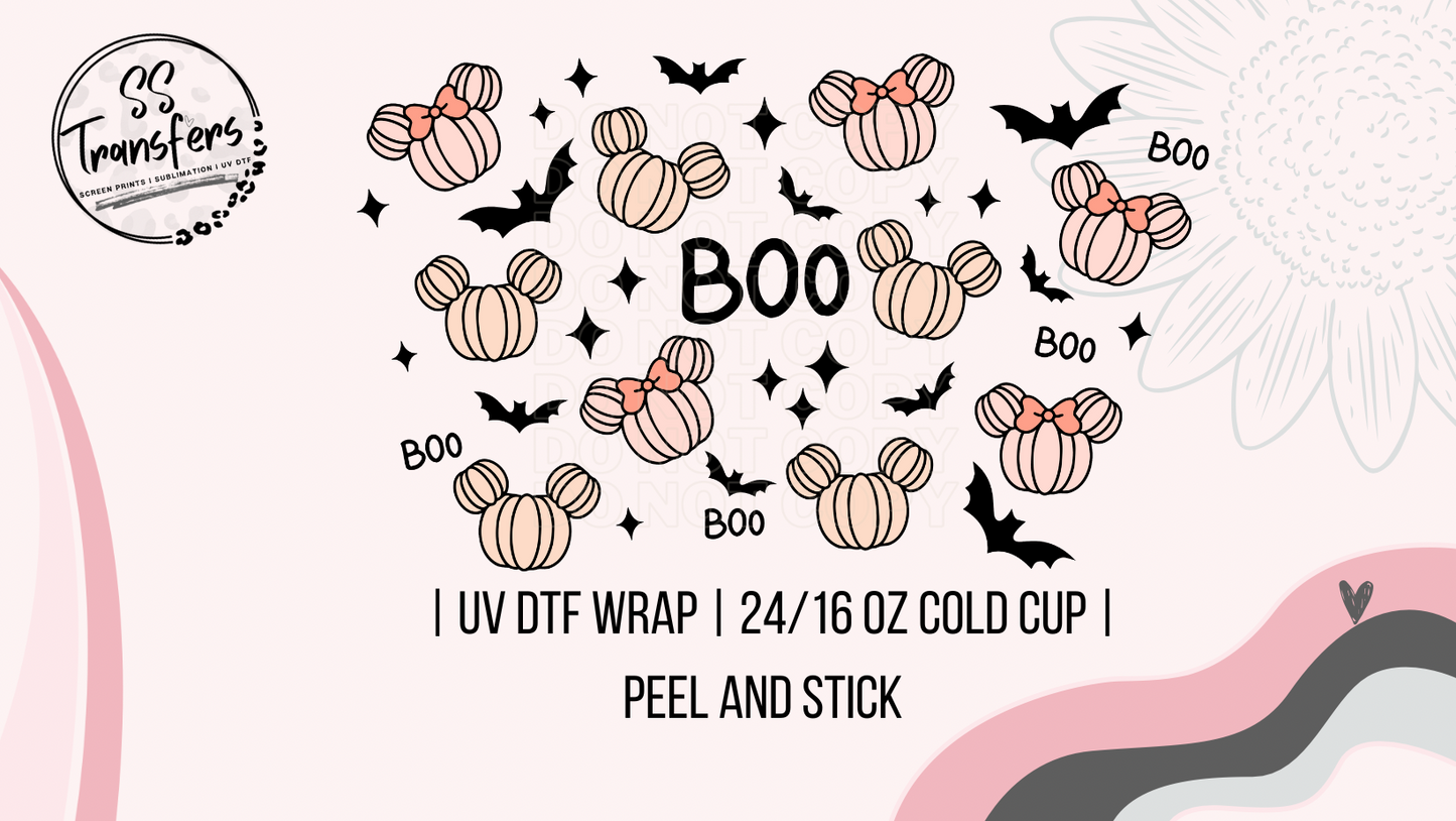 Pumpkin Mouse Ears & Bats Cold Cup UV Wrap