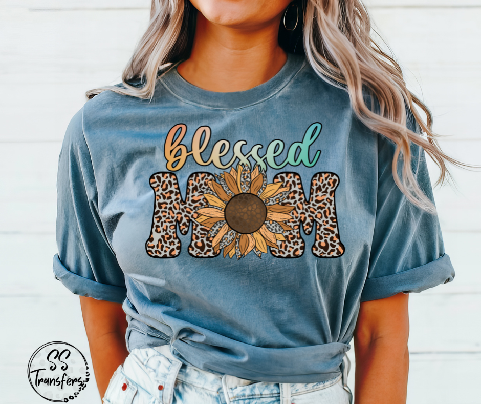 Blessed Mom Cheetah Letters DTF Transfer