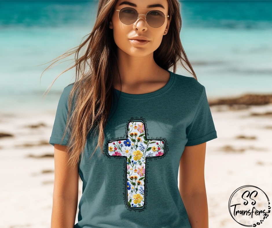 Floral Cross DTF Transfer