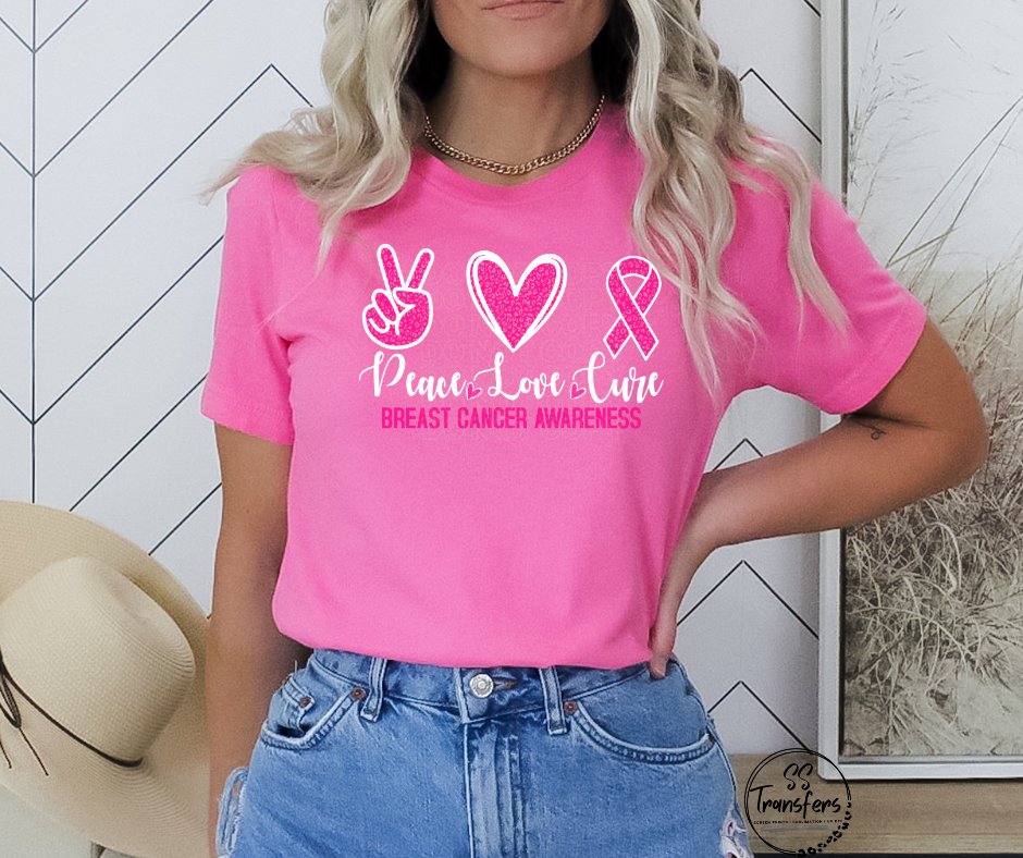 Pink Peace Love Cure DTF Transfer