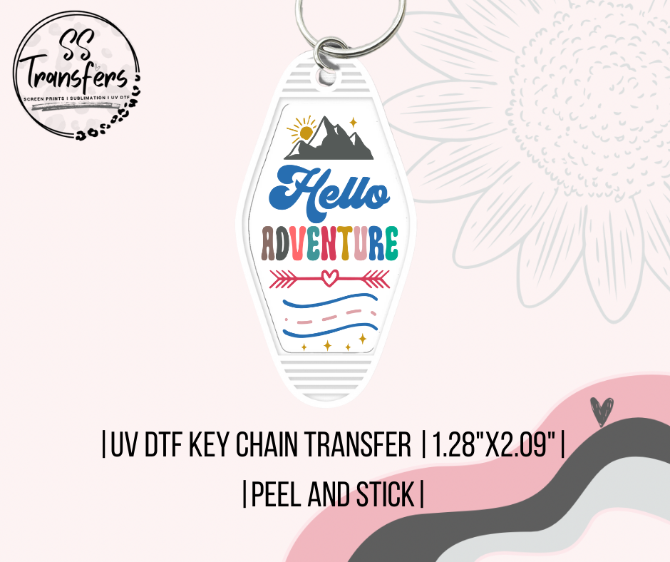 Hello Adventure UV Motel Keychain