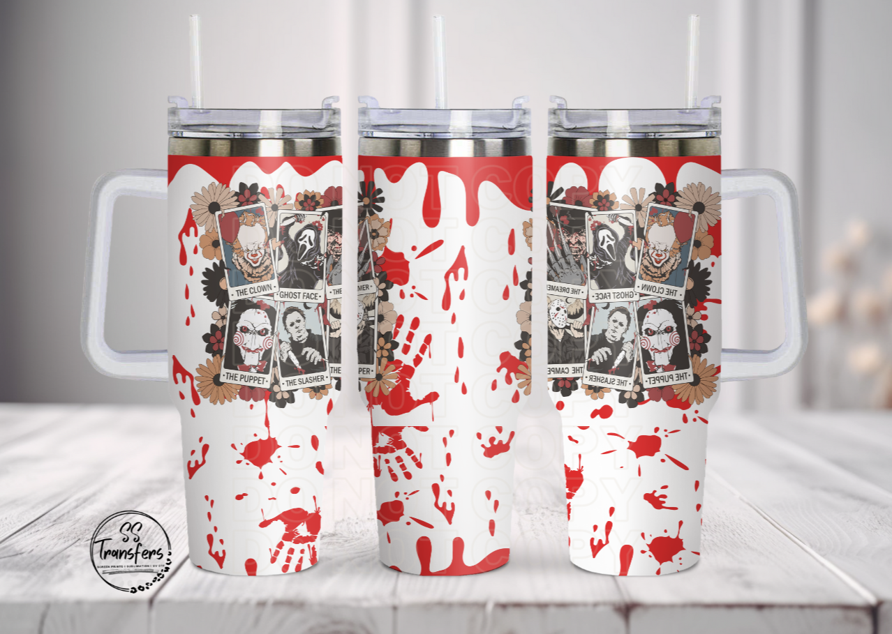 Floral Bloody Scary Guys 40oz UV Wrap