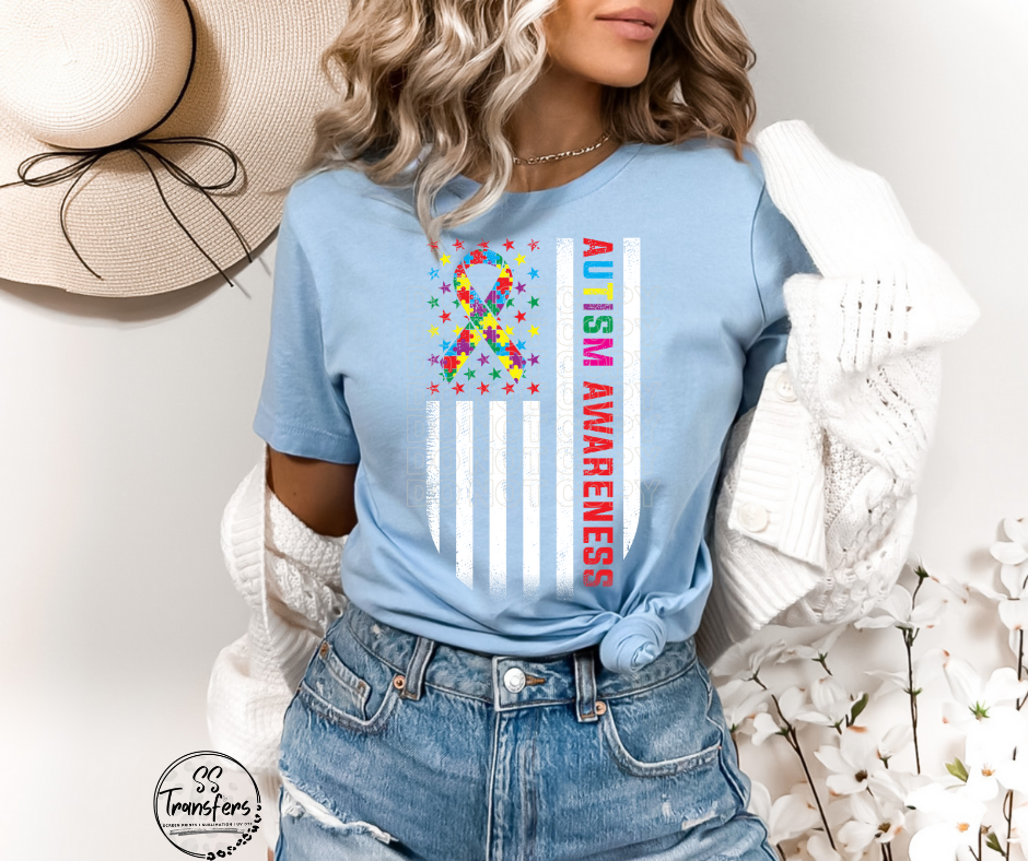 Autism Awareness Flag DTF Transfer