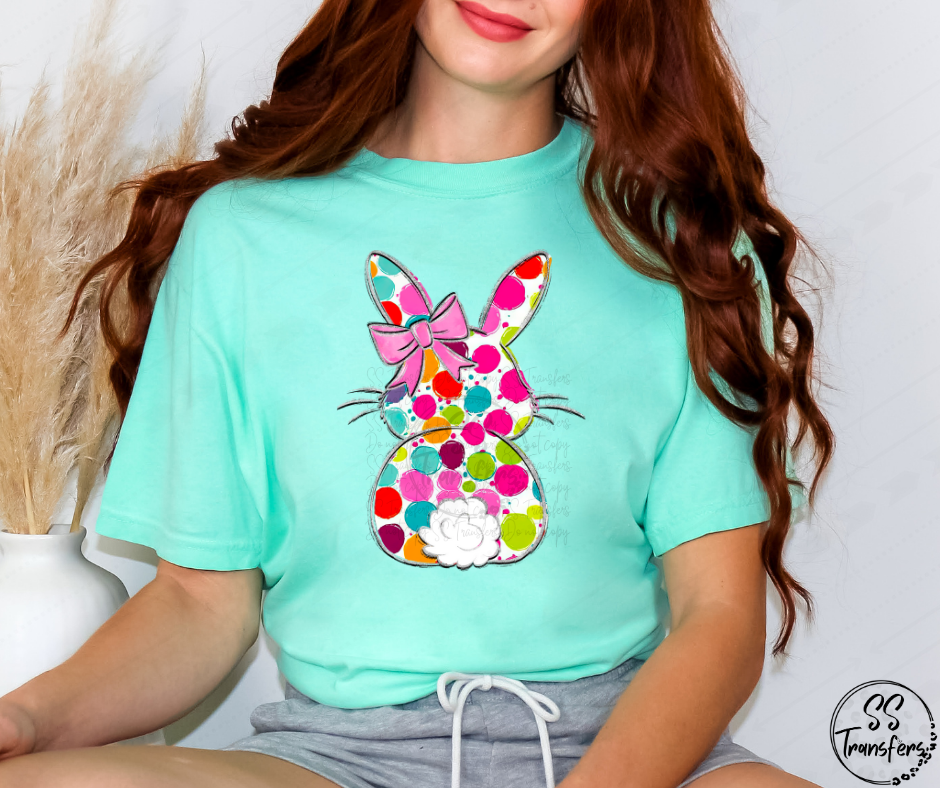 Colored Polka Dot Bunny DTF Transfer