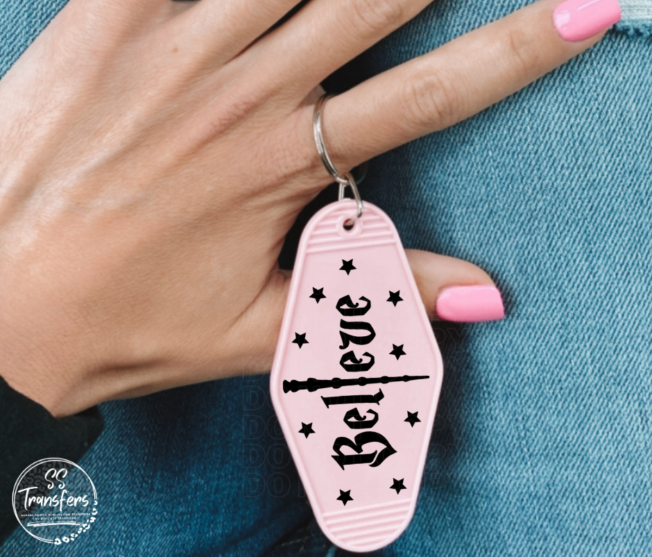 Believe UV Motel Keychain