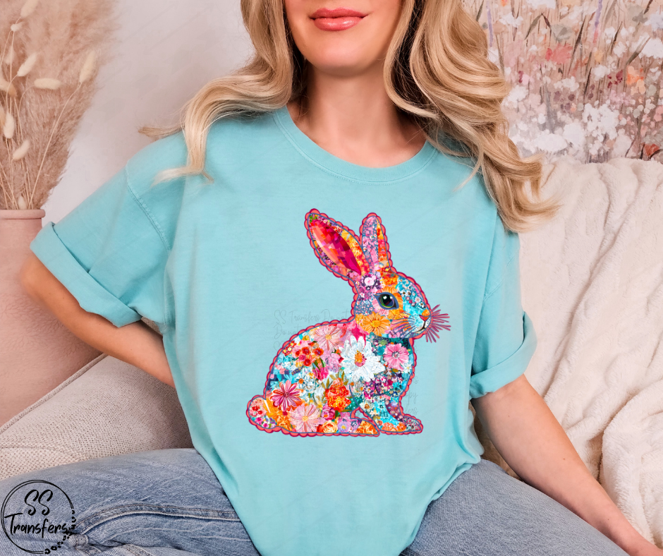 Floral Bunny DTF Transfer