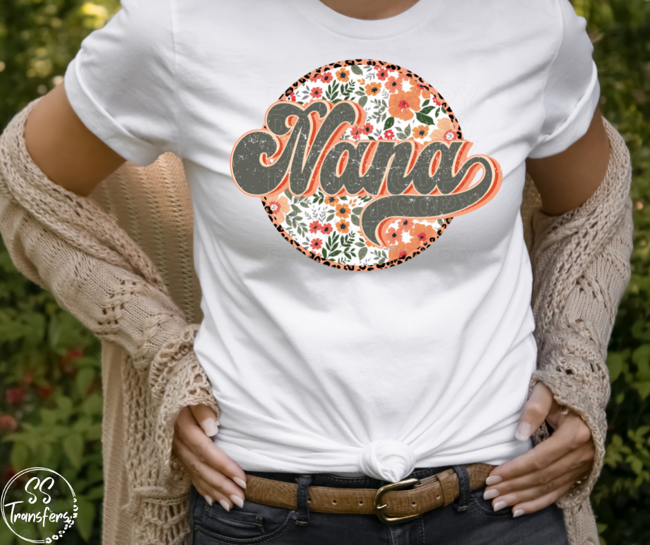 Floral Circle Names (Multiple Name Options) DTF Transfer
