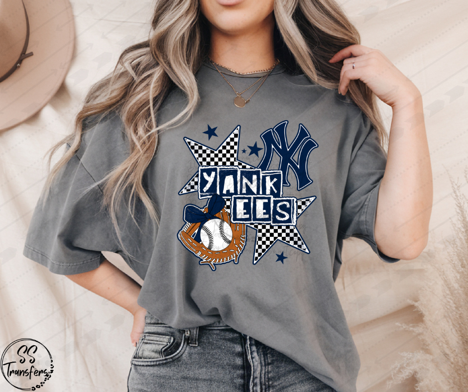 Pro BaseBall Checkered Stars (Multiple Choices) DTF Transfer