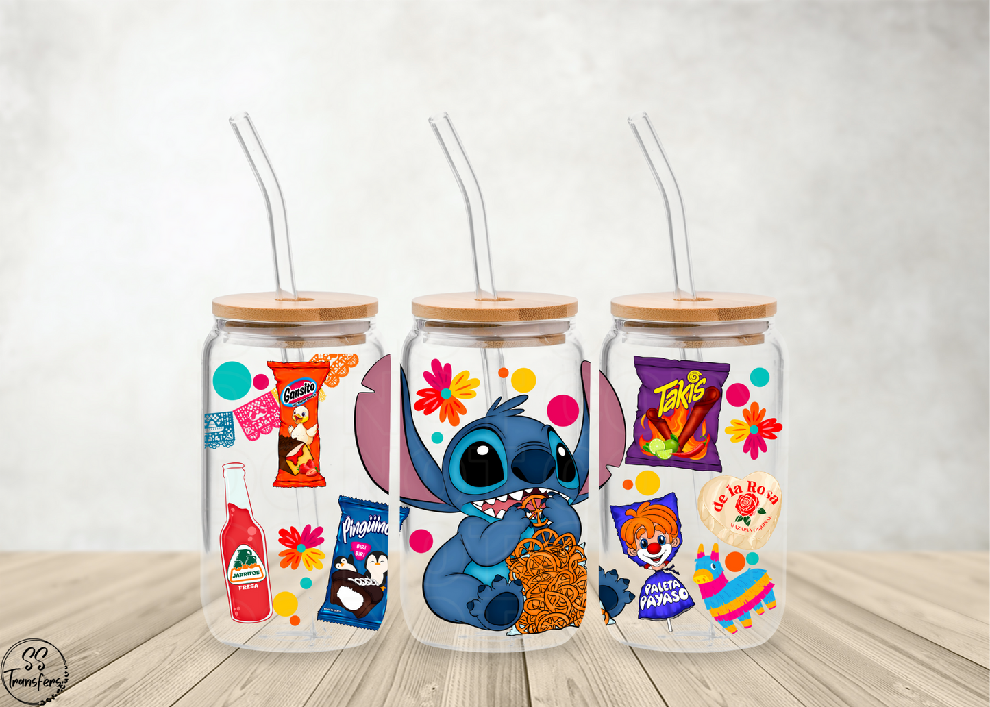 Blue Guy Eating Snacks Libbey UV Wrap