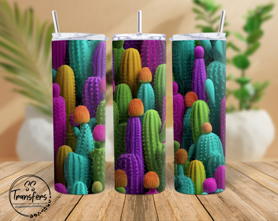 Colorful Cactus Sub Tumbler Transfer
