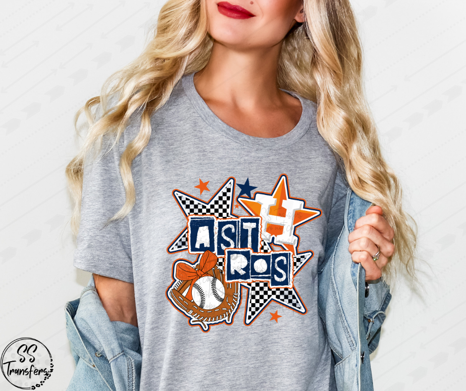 Pro BaseBall Checkered Stars (Multiple Choices) DTF Transfer