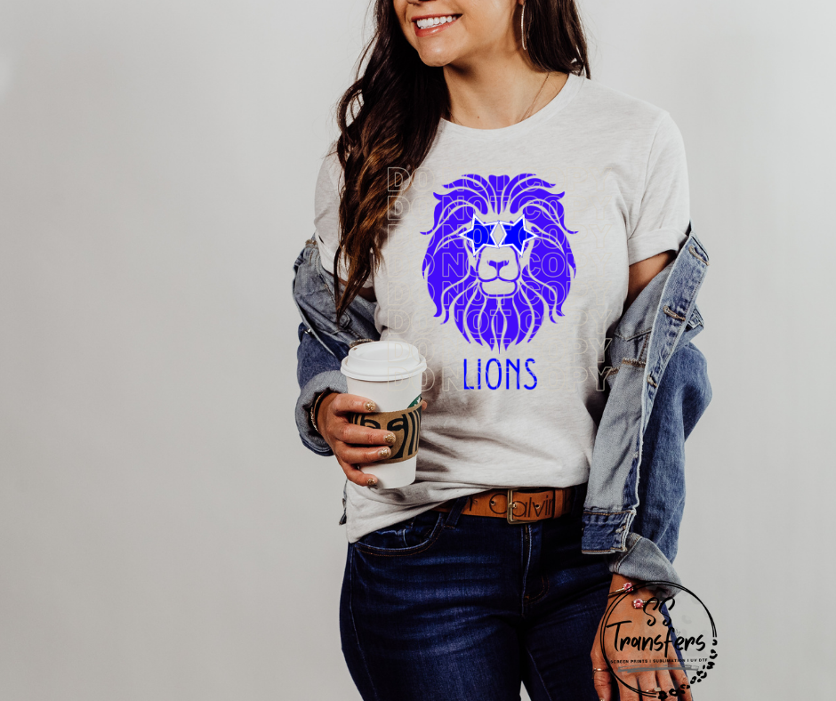 Star Eyes Lion DTF Transfer