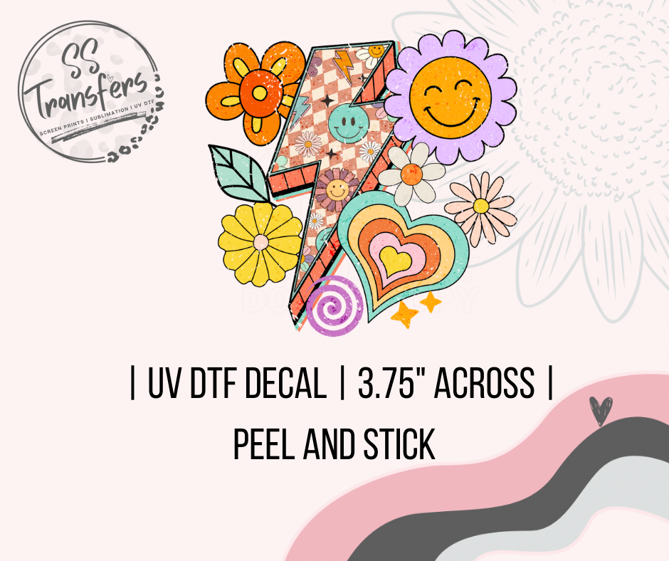 Smiley Daisy Checker Bolt UV Decal