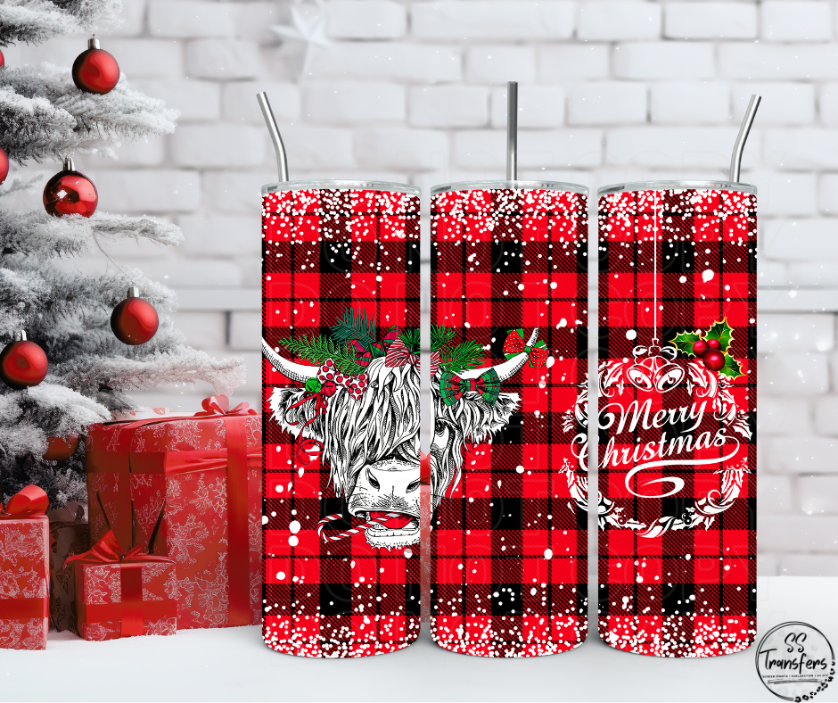Merry Christmas Cow Sub Tumbler Transfer