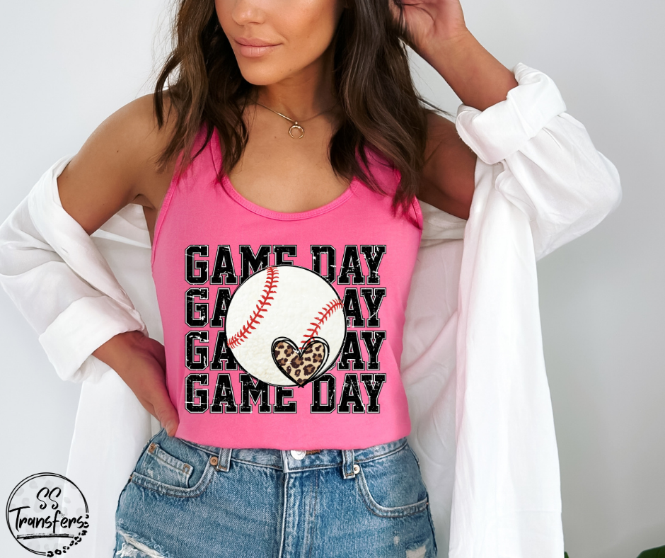 Game Day Leopard Baseball DTF Transfer