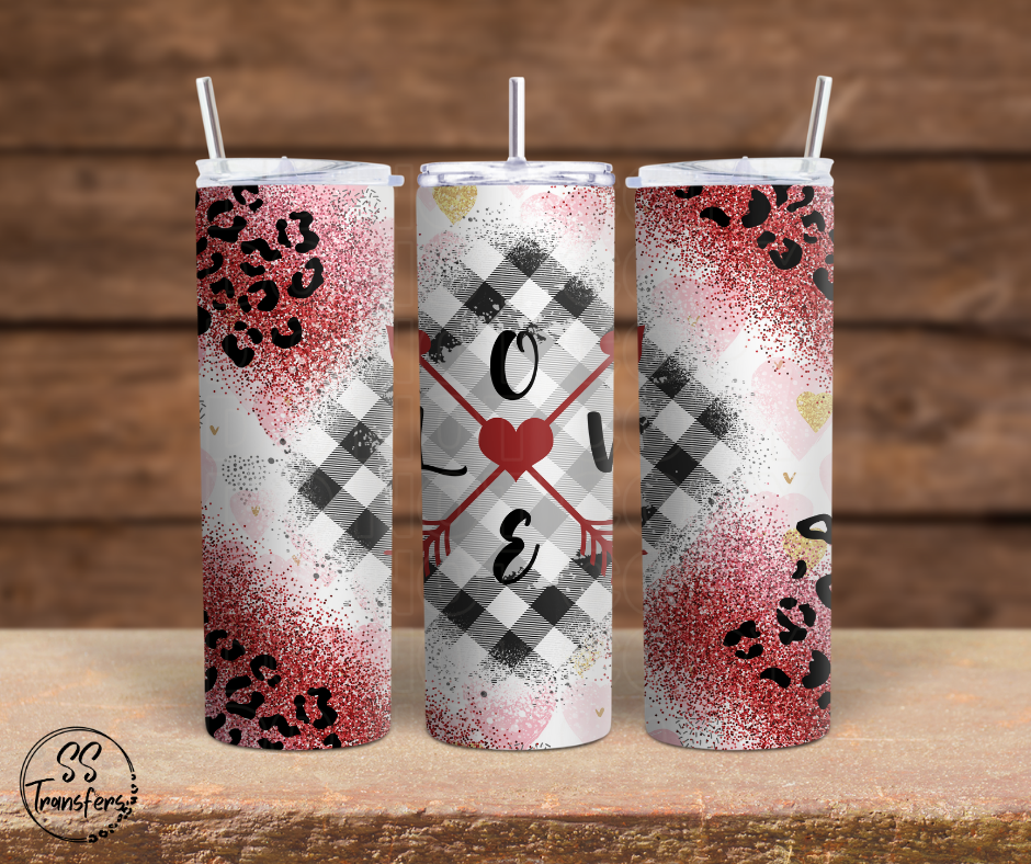 Buffalo Plaid Love Sub Tumbler Transfer