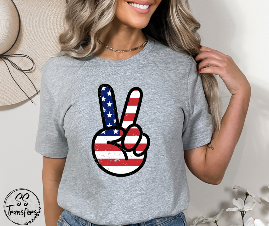 Flag Peace Sign DTF Transfer