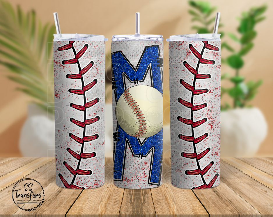 Mom (Baseball Blue Glitter) Sub Tumbler Transfer
