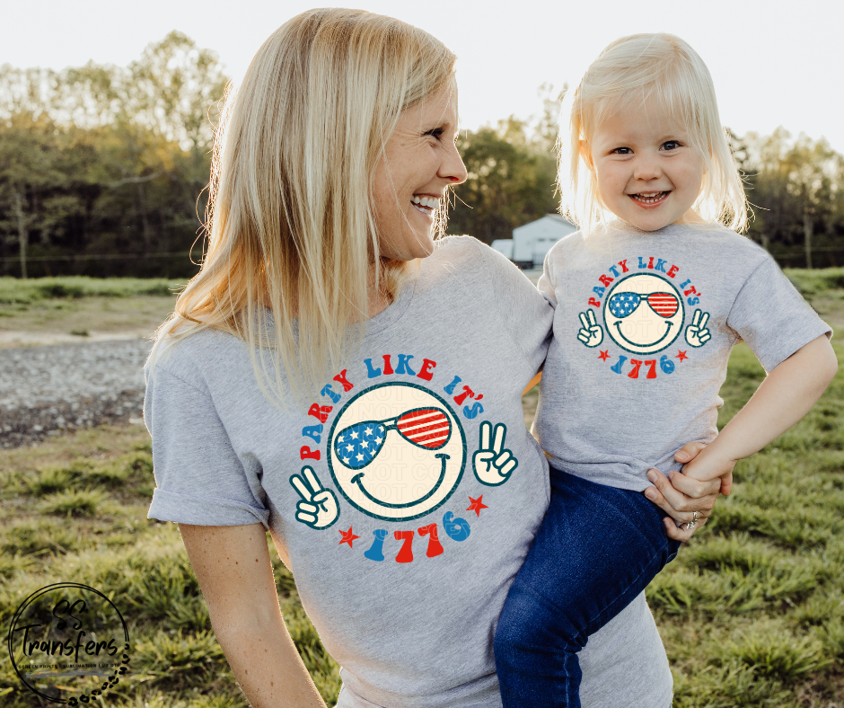 Party like it's 1776 Smiley DTF Transfer