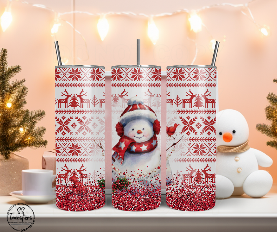 Christmas Sweater Snowman Sub Tumbler Transfer
