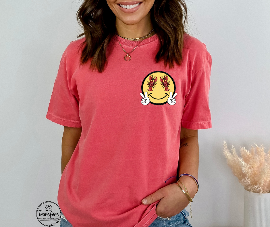 Crawfish Happy Face Pocket DTF Transfer