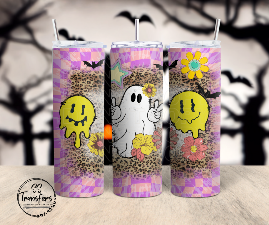 Groovy Ghost Checkered and Leopard Sub Tumbler Transfer