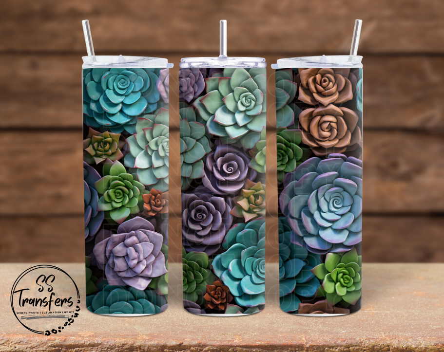 Colorful Succulents Sub Tumbler Transfer