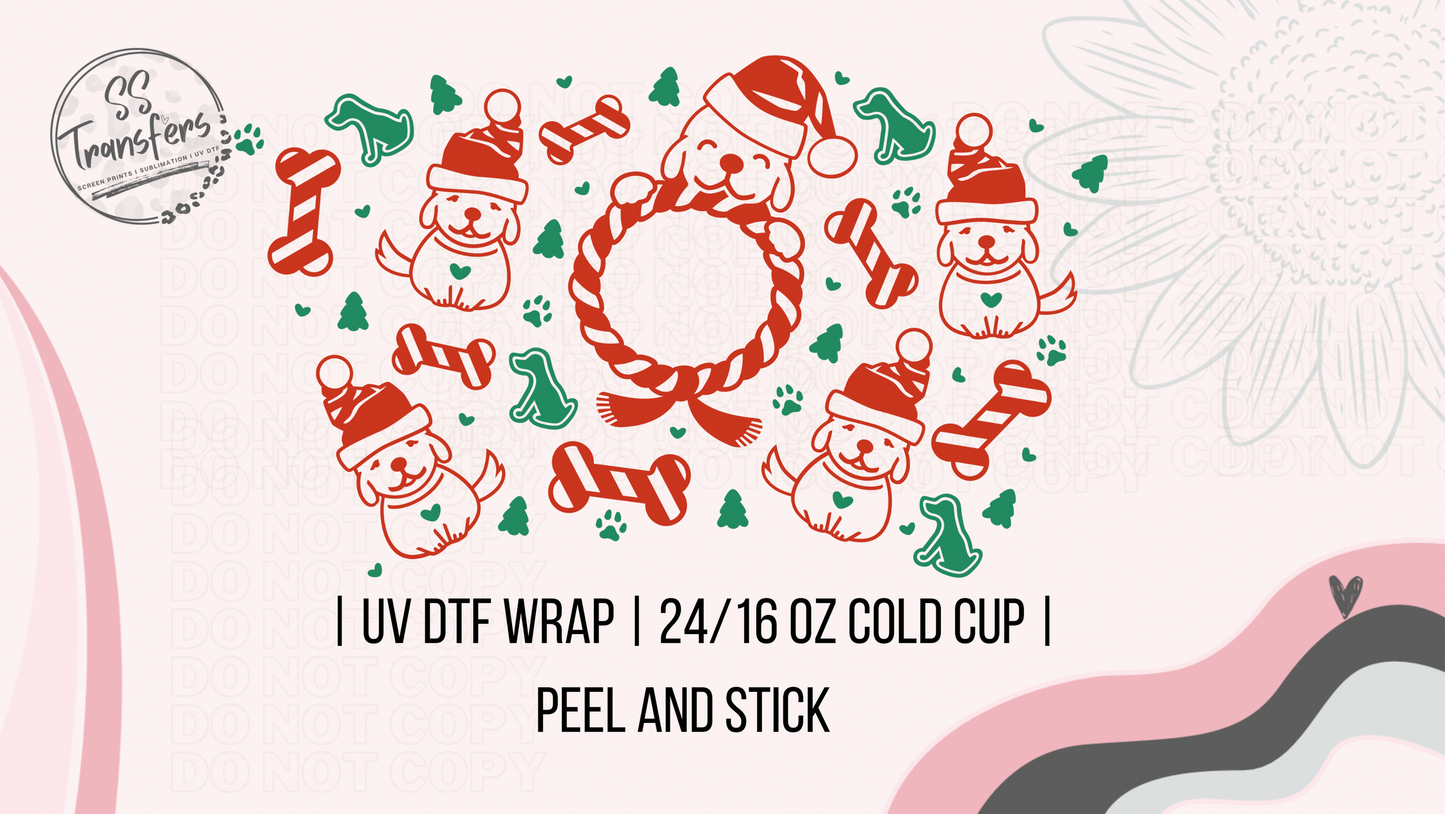 Christmas Dogs 24/16oz Cold Cup UV Wrap