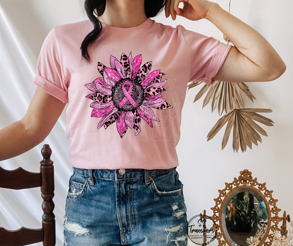 Pink Leopard Ribbon Flower DTF Transfer