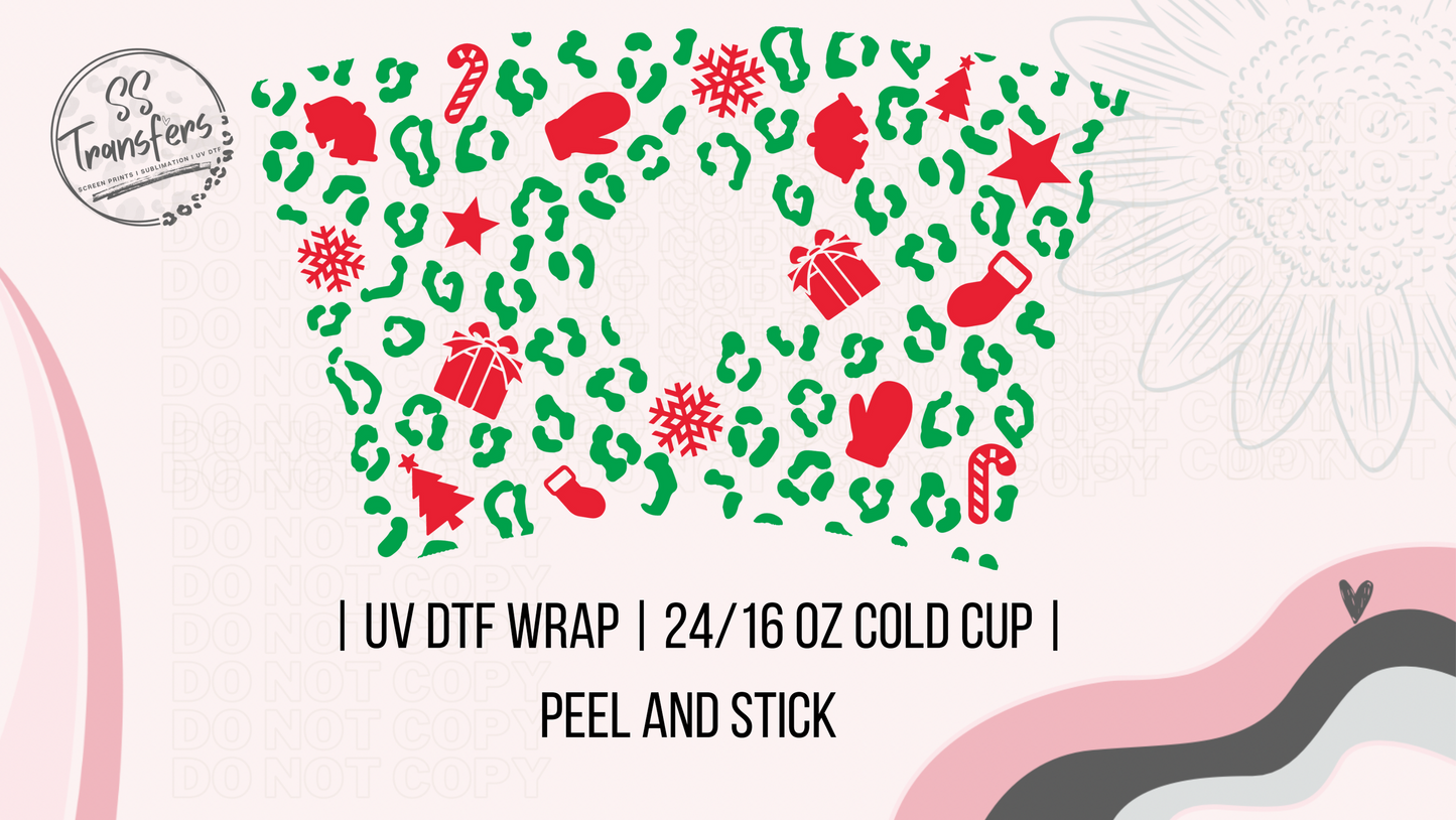 Leopard Christmas 24/16oz Cold Cup UV Wrap