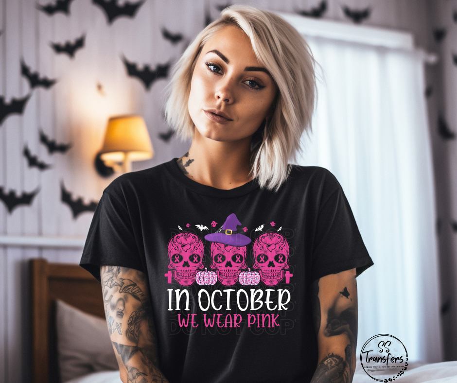 Sugar Skulls Pink October DTF Transfer